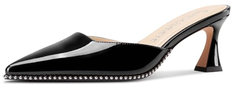 Castamere Femmes Fermé Pointu Bout Slip-on Mules Chaussures Kitten Talon Heel Dress Party Décontracté Escarpins 6.5 CM Heels Noir 40 EU