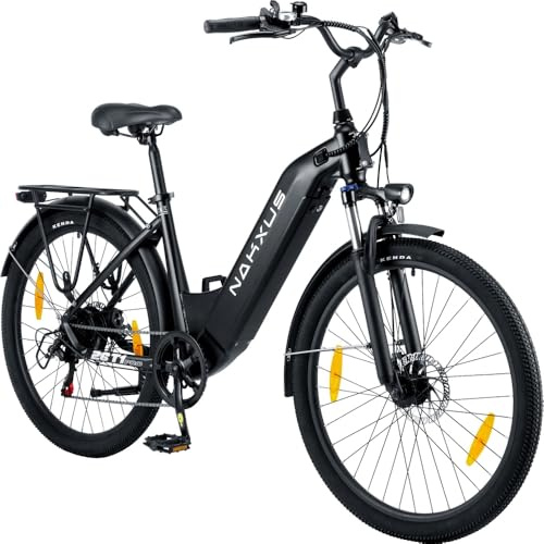 nakxus Vélo électrique 26T1 - 26 pouces - Batterie amovible 36 V 18,2 Ah - Moteur 250 W - Écran LCD - 7 vitesses - Autonomie 90-130 km - 25 km/h - Étanchéité IPX5 - Pour adultes