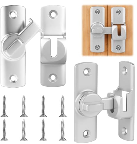 AOOSU Molla Automatica Gradi Chiavistell, 2pz Chiusura a Bullone with Screws, Serratura Scorrevole, per Porte Scorrevoli, Bagni, Legno Giardino, Finestre, Fienili, Cucine (Argento)