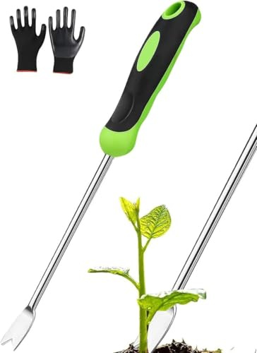 SilverChry Desherbeur Manuel Long Manche, 32 cm Mauvaise Herbe avec des Gants, pour Désherber, Asperges et Ameublir Les Fossés