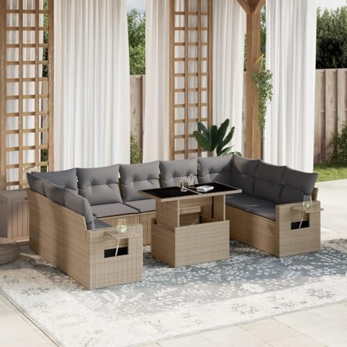 Owoxanthellate Set di 10 divani da giardino in rattan sintetico, pieghevole, 62 x 62 x 69 cm, regolabile in altezza, resistente ai raggi UV, per terrazze e balconi