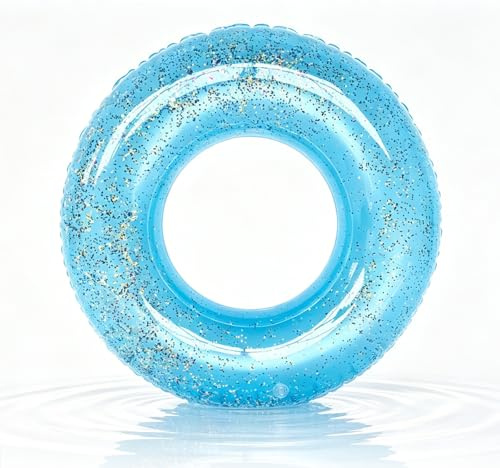 Baby Blue Sequins Swimming Ring Inflatable Rubber Rings for Adult,90cm Inflatable Pool Ring Floaties Swim Rings Water Float Inflatables Pool Float for Boys Girl Men Women Beach Summer Water Party 14+