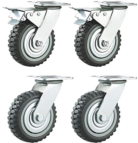 Nisorpa 4 Pcs 150mm Heavy Duty Castor Wheels,Industrial Castor Wheels Heavy Duty Trolley Wheel 360° Swivel Casters with Brakes Load Capacity 1000 KG
