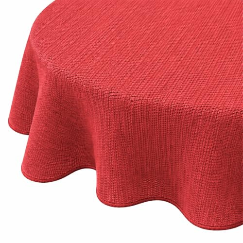 Brandsseller Gartentischdecke Ø 140 cm Tischdecke mit Paspel Outdoor Tischtuch rund Weichschaum für Garten, Terrasse, Balkon wetterfest rutschfest - Rot