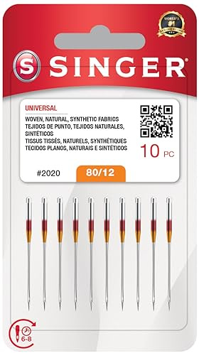 SINGER Lot de 10 aiguilles universelles pour machine à coudre 2020, taille 80/12