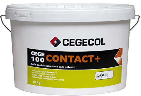 CEGECOL SIKA - Colle contact néoprène - CEGE 100 Contact+ beige clair - Pour revêtement de sol et mur intérieur - Multi matériaux - Multi supports - Prête à l’emploi - Facile à nettoyer - 10 kg