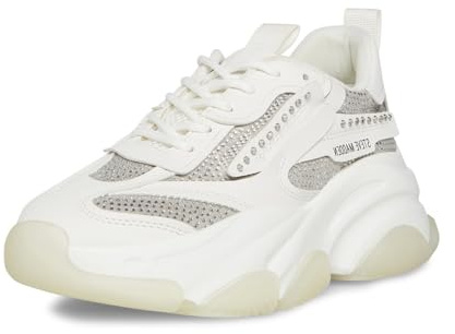 Steve Madden Possession, Sneaker da Donna con Zeppa, Strass Bianchi., 36 EU