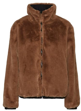 VERO MODA Vmalice-Chaqueta de Piel sintética Reversible, Tigers Eye/Aop:Black Inside, XL para Mujer