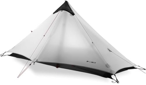 Telomat 3F Lanshan1 Ultraleichtes Poleless Zelt für 1 Person, 3/4 Saison, wasserdicht, tragbar, Rucksackreisen, Wandern, Angeln, Camping & Wandern