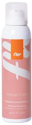 Fler Velvet Care - intimt rengöringsskum med prebiotika för daglig rengöring, balanserar bakterieflora, lämplig för känslig hud, gynekologiskt testat, pH 3,8, 150 ml