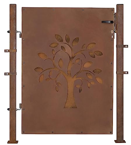 ESTEXO Gartentor Gartentür Rost Zauntür Hoftor Hoftür Gartenpforte Gartenzaun Garten (Gartentor Baum / 120 cm)