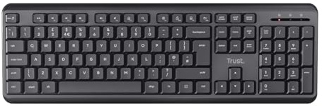 Trust Ody Silent Wireless Keyboard QWERTY UK Layout, Membrane Low Profile Keys, Spill-Resistant, USB Receiver RF 2.4GHz, Batteries Included, Quiet Computer Keyboard for PC, Laptop, Mac - Black