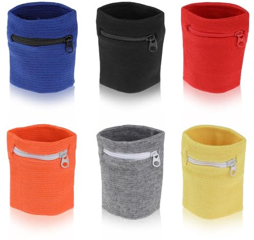 Abeillo Handgelenktasche 6 Stück, Tasche Armband Brieftaschen, Handgelenkstasche Sport Handgelenktasche mit Reißverschluss, für Outdoor Laufen Radfahren und Andere Sportarten
