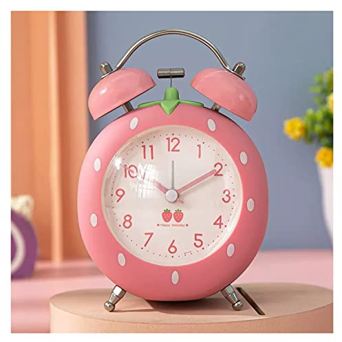 Hhmmei2024-23 Réveil De Chevet Réveil Double Cloche Maison Bureau réveil Table de Bureau Horloge analogique silencieuse avec veilleuse pour Chambre à Coucher, Salon(Pink)