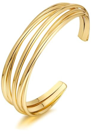 HEEYA Armreif Damen Gold Armreifen für Frauen Manschettenarmband Verstellbares Offenes Armband mit Geschenkbox Jubiläum Geburtstag Weihnachten