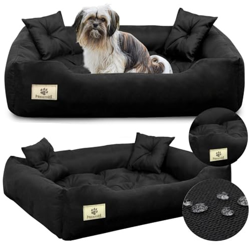 KING DOG Letto per cani di grandi dimensioni, 100 x 75 cm, cuscino resistente all'acqua, lavabile e morbido, prodotto in Europa, colore: nero