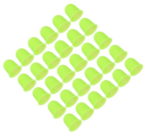 PATIKIL Gummifingerspetsar, 30-pack silikon tumfingertoppsskydd fingerbarnsängar skydd skyddsdynor fingerborg grepp för kontorsräkning sömnad, gräsgrön stor storlek