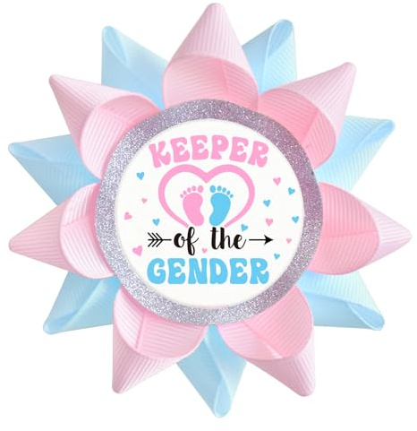 Keeper of The Gender Button Pins for Gender Reveal Party Decorations, Boy or Girl Gender Reveal Party, Baby Shower Decorations Supplies