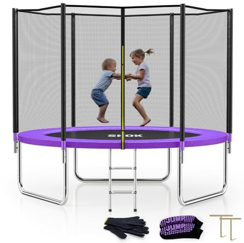 SKOK Trampoline 8FT Trampolines with Net, 400LBS Outdoor Purple Trampolines for Kids -ASTM Approved Trampoline for Children and Adults