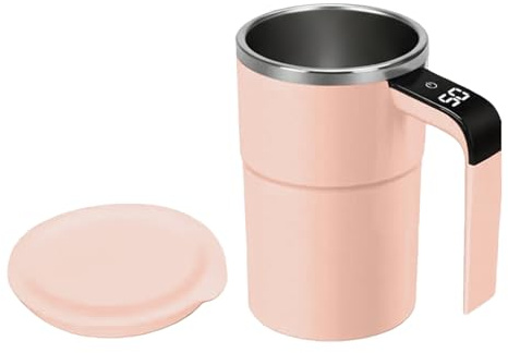 Taza autoagitable USB 380 ml Self Stirring Mug con pantalla de visualización de temperatura Antideslizante Fondo Eléctrico Taza Autoremovedora para Café Té Chocolate Caliente Leche