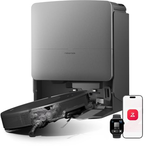 roborock Saros 20 Robot Aspirador Succión Extrema de 36000 Pa, Chasis AdaptiLift 3.0 hasta 8.8cm, Sistema StarSight 2.0, con Base RockDock Nuevo, Lavado con Agua a 100°C y Secado con Aire 55°C