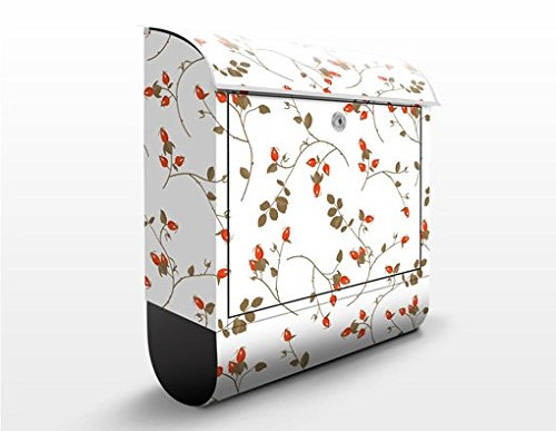 Design Briefkasten Hagebutten Ornament 39x46x13cm Motiv Herbst Alpin Landhaus, Größe:46cm x 39cm