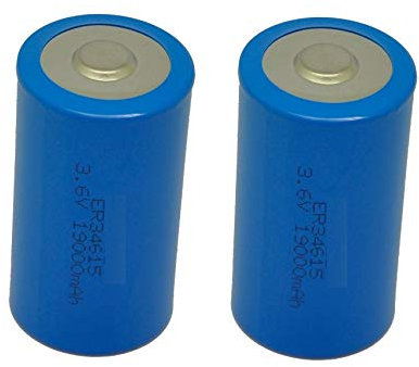 EUNICELL - 2 Batterie al Litio, 3,6 V, 33600 - ER34615 Misura D - 19000 mAh