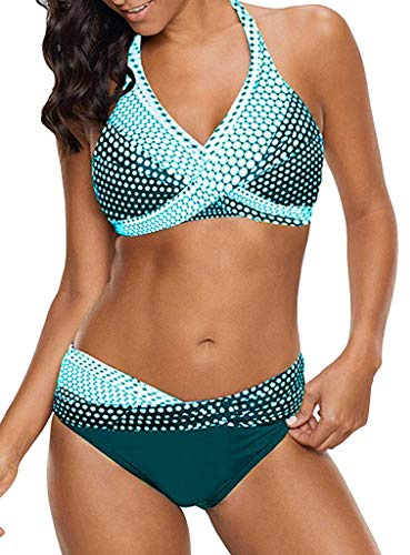 OverDose Soldes Maillots de Bain 2 PièceS Femme Push Up, Maillots de Bain Brésilien Push-Up Grande Taille Sport Bikini 2 Pièces Maillot Ensemble Bandeau Noir
