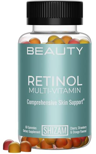 SHIZAM Retinol Vitamin A Gummies, Gummy Vitamins for Clear Complexion & Glowing Skin: Anti-Aging Multi-Vitamin for Women: Collagen Booster: Pill/Pills Capsule/Capsules Supplement/Supplements Alt