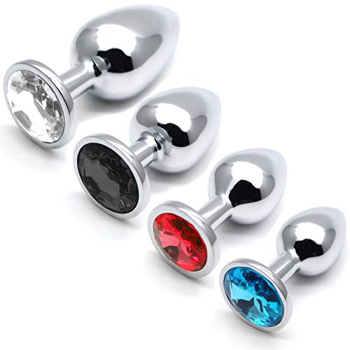 AllesCosy Analplug Buttplug 4 Stücke Set von Super Groß zu Klein Silber Metall Anal Plug Sex Spielzeug Geeignet für Anfanger für Frauen Männer Paare AllesCosy (4 Farbe)