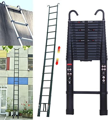 Échelle télescopique de 6,2 m avec Crochet, échelle coulissante antidérapante, échelle coulissante en Aluminium de qualité supérieure, 13 marches, échelle Multi-usages, Charge maximale de 150 kg