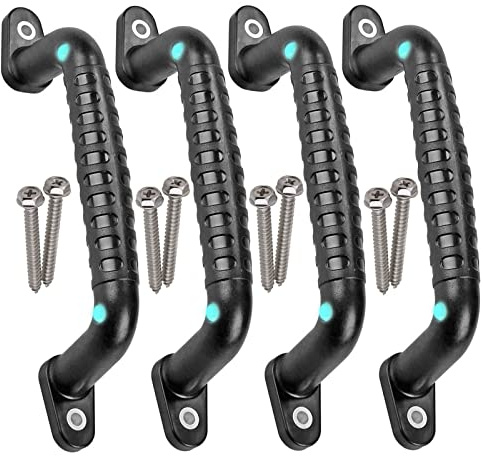 Yyiwhmy 4 Safety Playground Luminous Handles, Swing Set Kids Safety Hand Grips for Playset, Climbing Frame, Play House, Playroom Ladder, Door, Bunk Bed (Black)