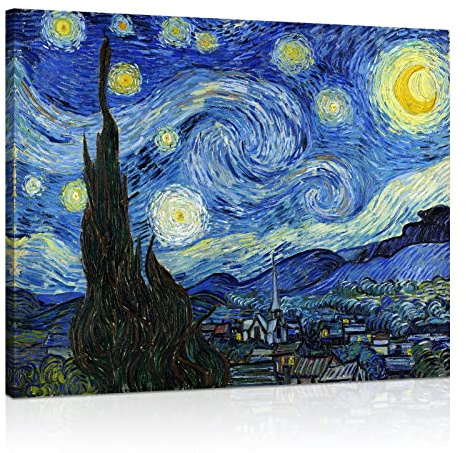1 KINGO Van Gogh Canvas Wall Art Starry Night Landscape Painting 12 x 15