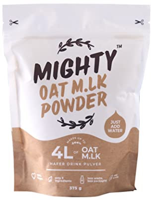 MIGHTY Oat Milk Powder, (375g Bag, Makes 4L of Oat M.lk), Vegan Coffee Creamer, Dairy Free, Lactose Free, Ideal for Camping, Travelling, Festivals