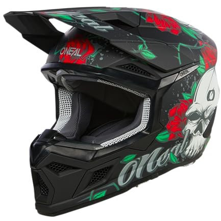 O'NEAL | Casco Motocross | MX Enduro | Carcasa ABS, Norma de Seguridad ECE 22.06, Ventilaciones para una refrigeración óptima | Casco 3SRS MELANCIA V.24 | Adulto | Negro Multi | Talla L