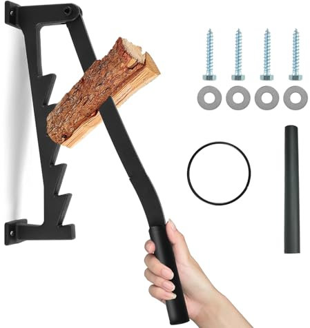 PEESHON Cortadora de Leña Pared,Cortador de Leña Manual, Cortadora de Leña Montada En La Pared,Herramienta Manual de Separación para Cortar Leña para El Hogar Y El Camping Al Aire Libre