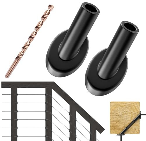 [Patent] CKE 40 PCS Black 45 Degree Angle Cable Railing Corner Protector Sleeve Beveled for 1/8 Wire Rope Cable Railing, T316 Marine Grade Stainless Steel Wood Post Protector with Drill Bit