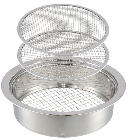Gartensieb aus Edelstahl, Gartensieb mit 3 Austauschbaren Durchwurfsieb Edelstahl Kompostsieb Erdsieb, Garten Rundsieb, Kompostsieb für Kompost, Erde, Saatgut