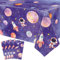 4 Packungen Space Tischtuch Galaxy Tischtuch Rakete Astronaut Tischdecke Space Planet Tischdecke Erste Reise um die Sonne Dekorationen Weltraum Themenparty Zubehör Weltraum Party Dekor 86 x 51 Zoll