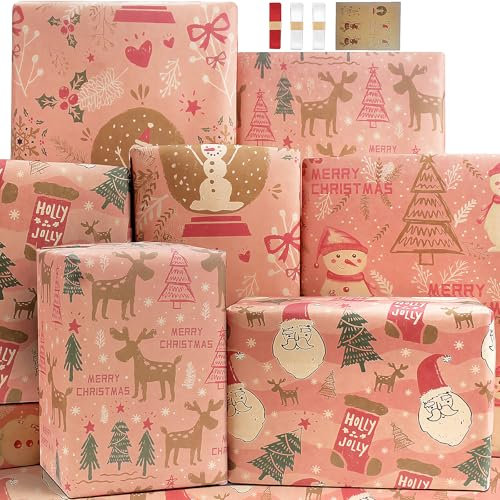 Carta Regalo Natale Ragazza Carta Regalo Natalizia Rosa Carta da Regalo Natale Kraft Foglio di Carta Natale Carta Natalizia Regali Carta Pacchi Regalo Natale Carta per Pacchi Regalo Natale