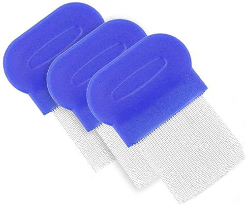 3 Stück Läuse Kamm,Metall Zähne Läusekamm Doppelseitige Zähne zum Pflegen und Entfernen von Schuppen oder Läusen Zahnkamm aus Edelstahl und doppelseitiger Zahnkamm, zur Entfernung von Läusen