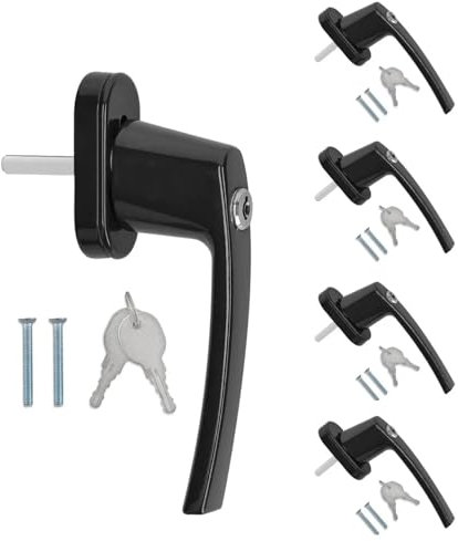 VDLLQYN, Manivela for Ventana 5X, manija de Repuesto de Aluminio con Cerradura for Ventanas abatibles con Eje de 35mm de Longitud, Cerradura y Llave ，Manillas para Ventanas