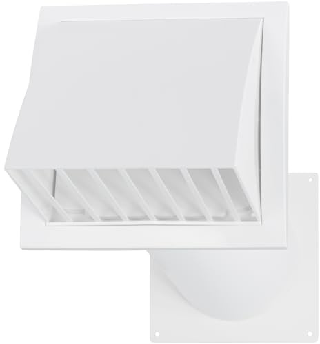 Vent Systems Kit di ventilazione in plastica regolabile attraverso la parete da 12,7 cm, kit di ventilazione per asciugatrice, tubo di ventilazione con cappuccio di scarico e connettore per condotto,