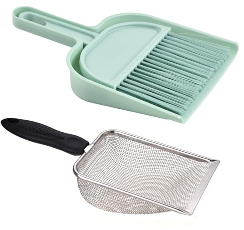 Culinavog Paletta Lettiera Gatto, Setaccio per Sabbia a Maglia Fine, Pala per Setaccio, in Metallo con Manico Litter Box Scoop Pala per Gatti in Acciaio Inossidabile, per Gatti, Cani, Conigli
