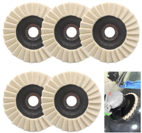 5 stycken polerskivor – 125 mm x 22 mm – filtpolerskiva, filt glans polerskiva för poleringsfäste vinkelslipar, ullfilt polerskivor för slipning och polering av lack, trä, plast