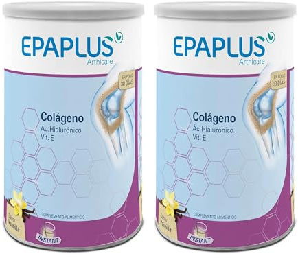 EPAPLUS - Colágeno en polvo - Pack 2 Unidades de 305 gr para 60 días Antiox - Sabor Vainilla - Con ácido hialurónico y Vitamina E - 305 g