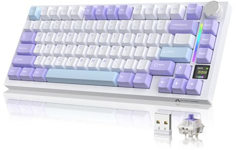 YINDIAO ATTACK SHARK X820 Ultra Gasket Clavier Mécanique avec écran TFT et Knob, Disposition ANSI 75%, 2,4GHz/BT/Filaire, 5 Mousses Insonorisantes, Hot-Swap, pour PC, MAC (Violet, Cadeau Switch)