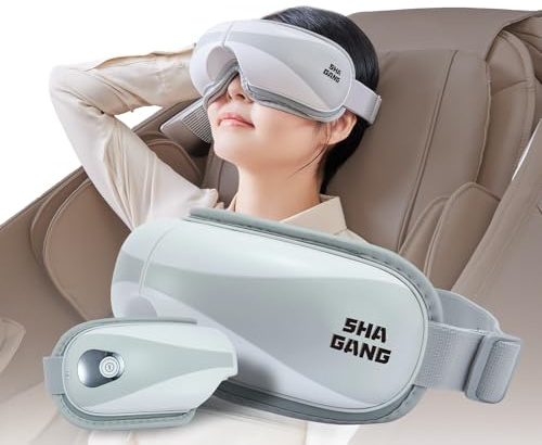 SHA GANG Augenmassagegerät mit Wärmetherapie, Kompressionsmassage, pneumatische Massage und Musik, Augenmassagegerät, Augenmaske für beschädigte/trockene Augen, Geschenke für Männer und Frauen