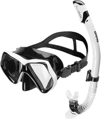 Arena Set de Máscara y Snorkel para Adultos, Máscara Buceo Unisex para el Mar, Tubo de Snorkel con Tecnología Antiinfiltración, Tubo Flexible con Válvula de Purga, Silicona Hipoalergénica