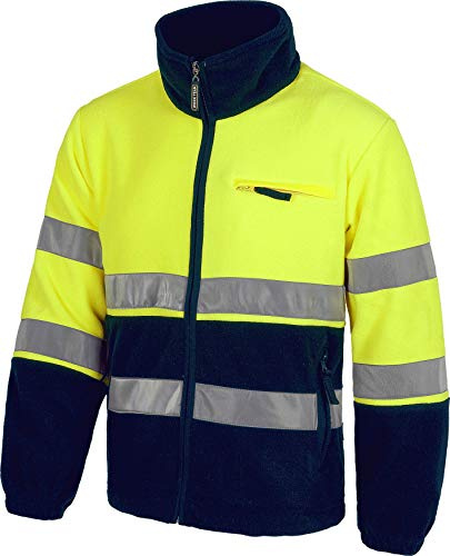WORKTEAM Chaqueta Polar Alta Visibilidad, Clase 2 ISO 20471, Reflectante, Protección Frío EN 14058, 100% Poliéster 260 g/m². Unisex Marino+Amarillo A.V. L